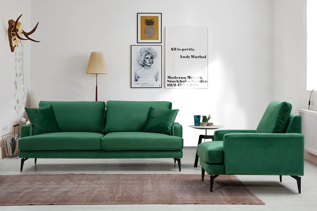 Sofá 3 Lugares Papira – Verde – 205 cm x 90 cm x 88 cm