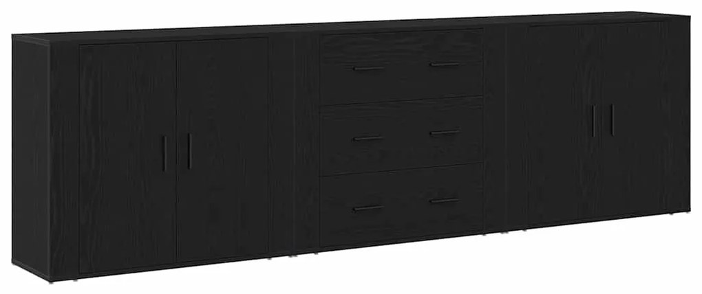 Buffets 3 pcs Carvalho Preto Madeira Engenheirada