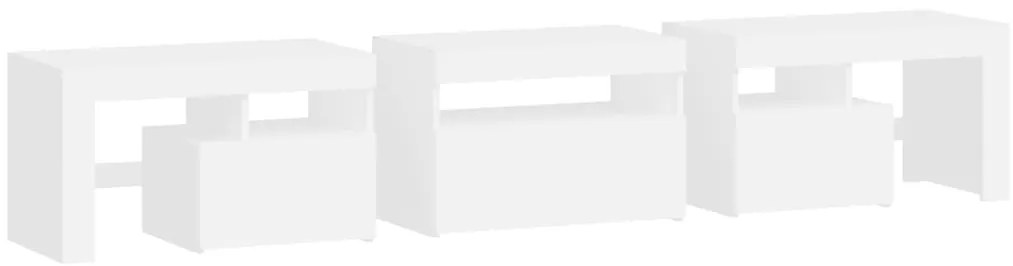 Móvel de TV com luzes LED 200x36,5x40 cm branco