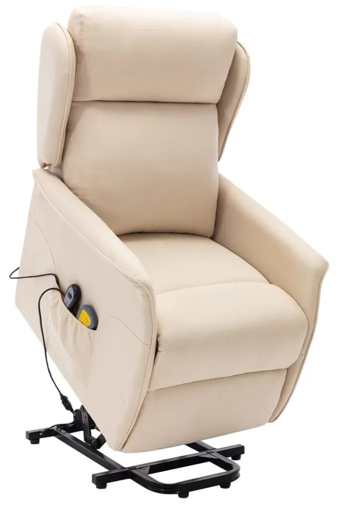 324040 vidaXL Poltrona de massagens tecido cor creme