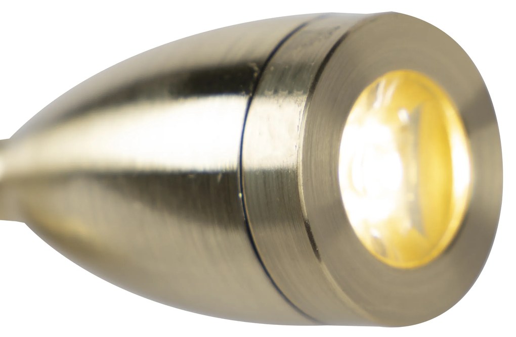 LED Candeeiro de parede Art Déco dourado com USB e cúpula preta - Brescia Moderno