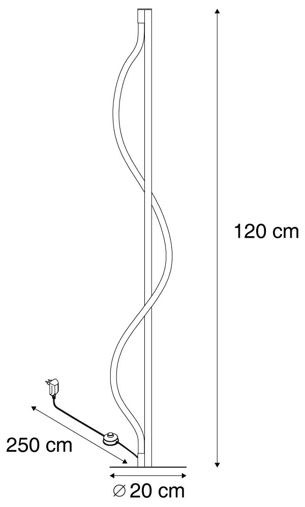 Candeeiro de pé moderno preto com LED regulável em 3 níveis - Twirl Moderno