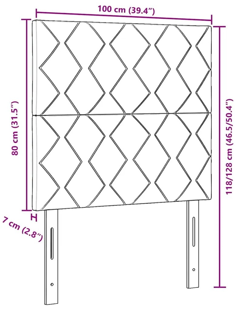 Cabeceira LED vidaXL Design de Blocos de Diamante Creme 100 cm Tecido