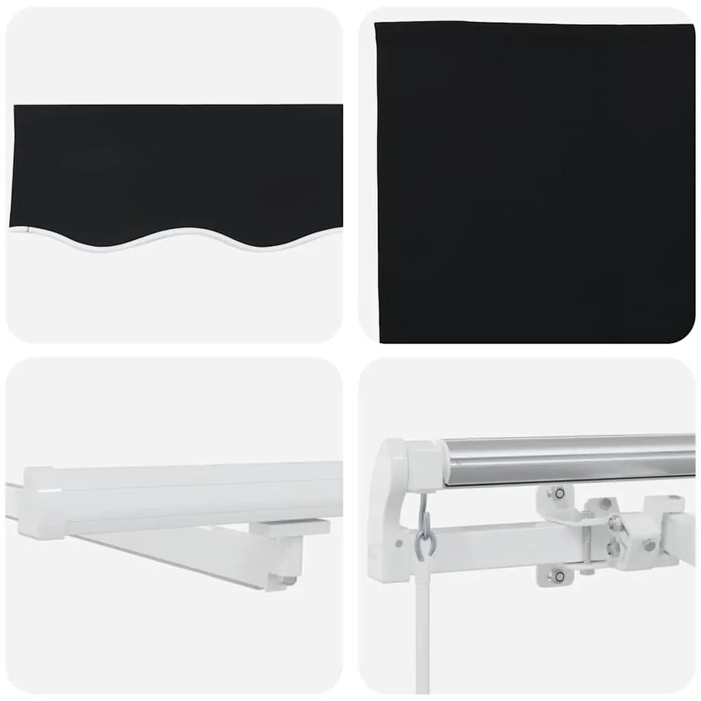 Toldo Retrátil with Manual Preto 600 × 300 cm Preto