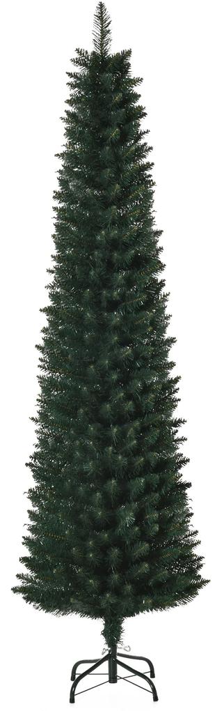 Árvore de Natal Artificial Altura 180cm com 380 Ramos de Folhas de PVC Ignífugos Base Dobrável e Suporte Metálico Decoração de Natal para Interiores Ø