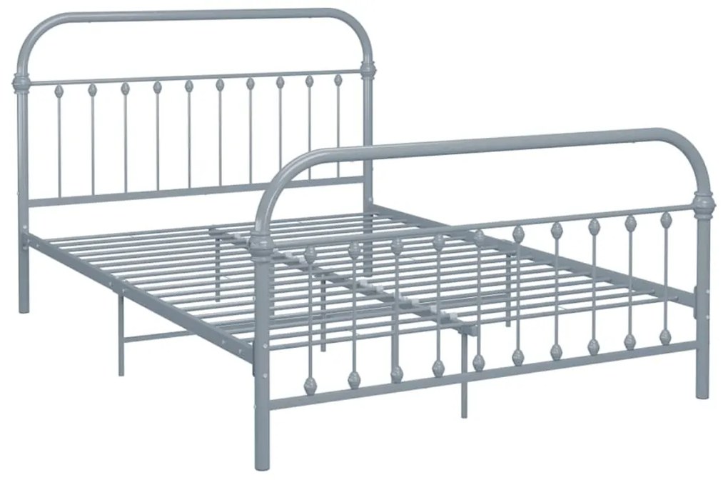 Estrutura de cama metal 140x200 cm cinzento