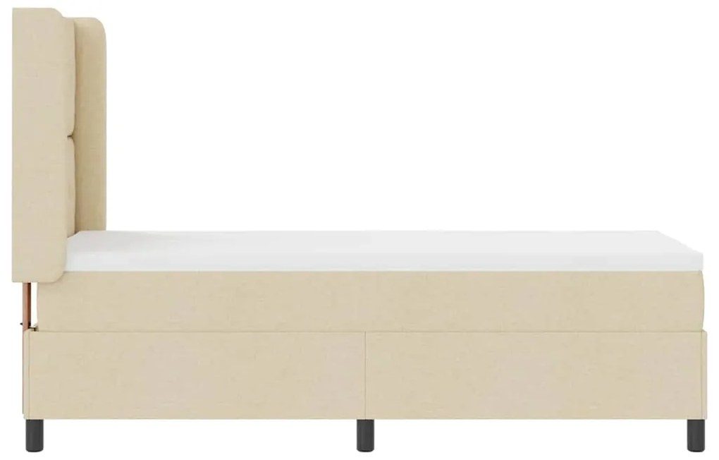 Cama Box com Colchão e LED Creme 80x200 cm com Tecido