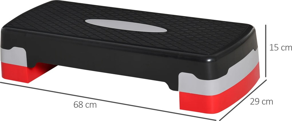 Step para Exercício Aeróbico Plataforma Step com Altura Ajustável em 2 Níveis com Carga Máxima 150kg para Exercício em Academia Casa 68x29x10-15cm Pre