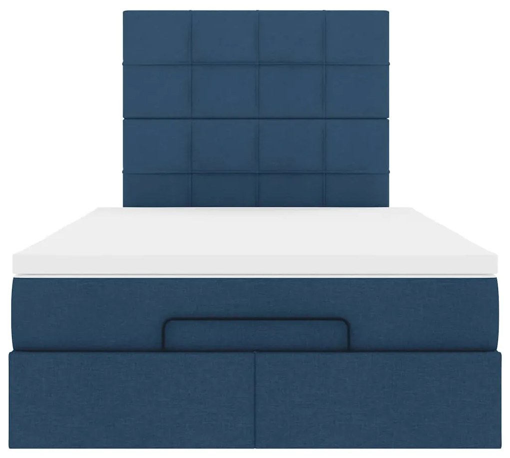 Estrutura de cama otomana com colchão 120x200 cm tecido azul