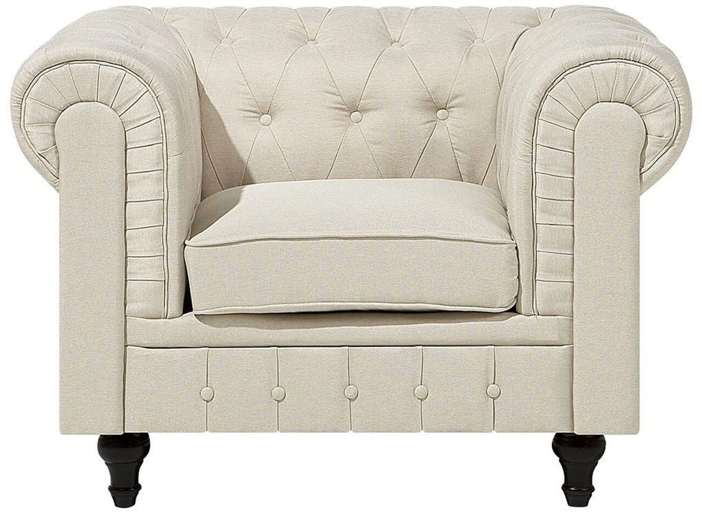 Poltrona em tecido creme CHESTERFIELD Beliani