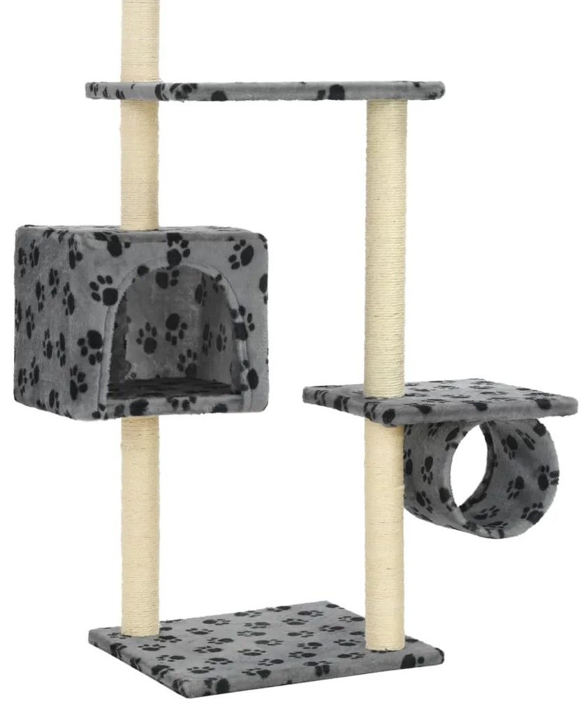 Árvore p/ gatos c/ postes arranhadores sisal 260 cm cinzento