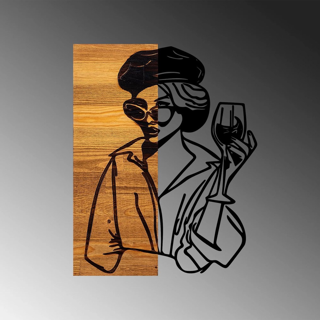 Acessório Decorativo de Parede Woman 2 – Preto e Nogueira Clara – 39 x