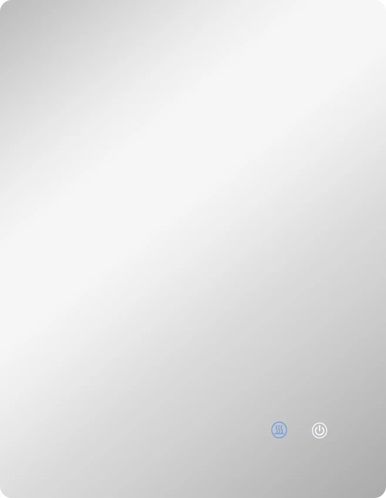 kleankin Espelho retangular de parede iluminado LED para banheiro 70 x 50 cm 3 cores brilho ajustável branco transparente | Aosom Portugal