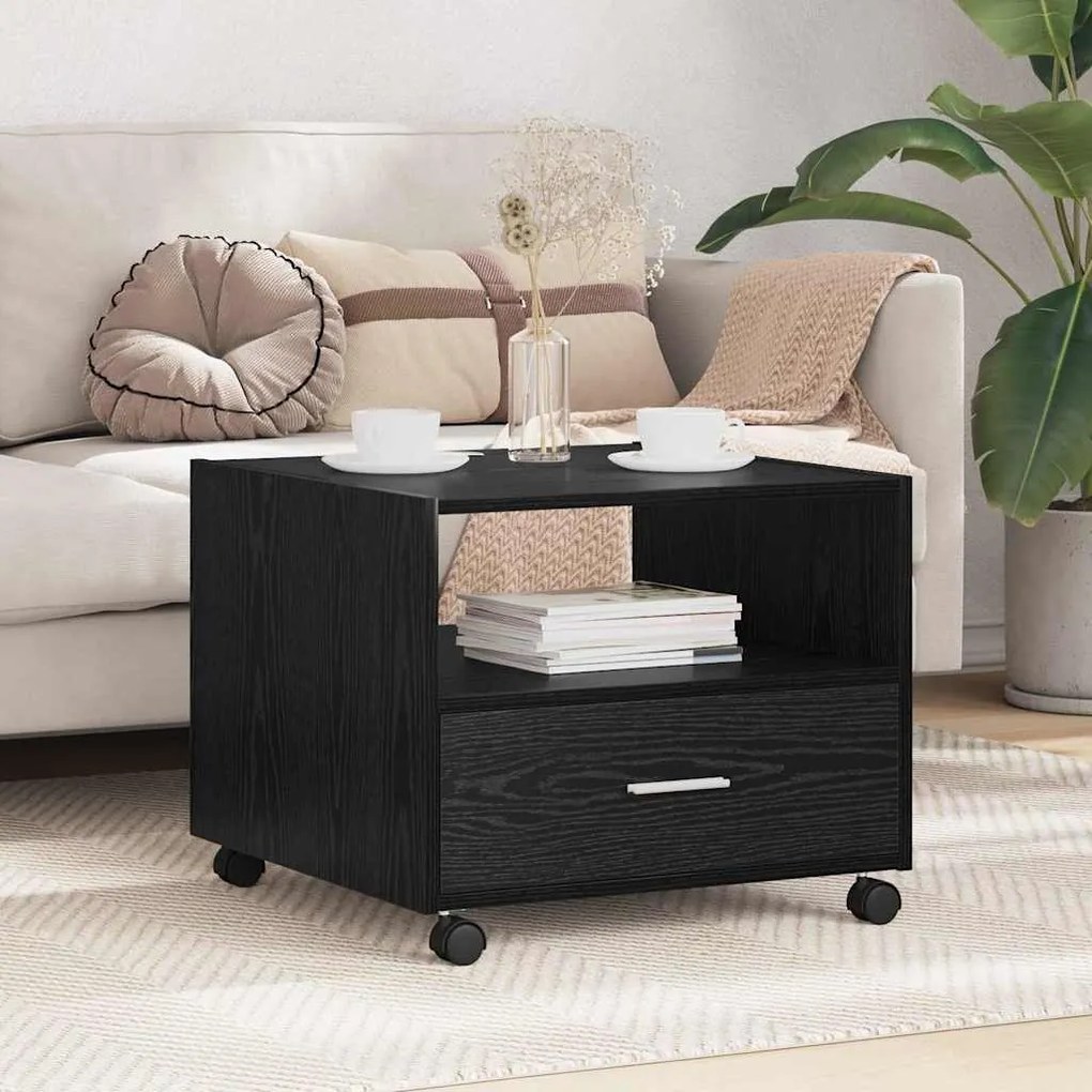 vidaXL Mesa de centro com gaveta Carvalho preto 55 x 55 x 45 cm