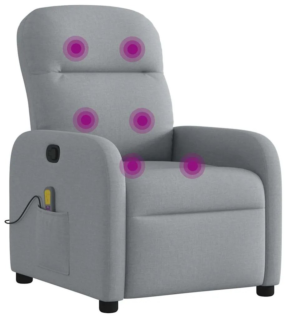 Poltrona de massagens reclinável tecido cinzento-claro