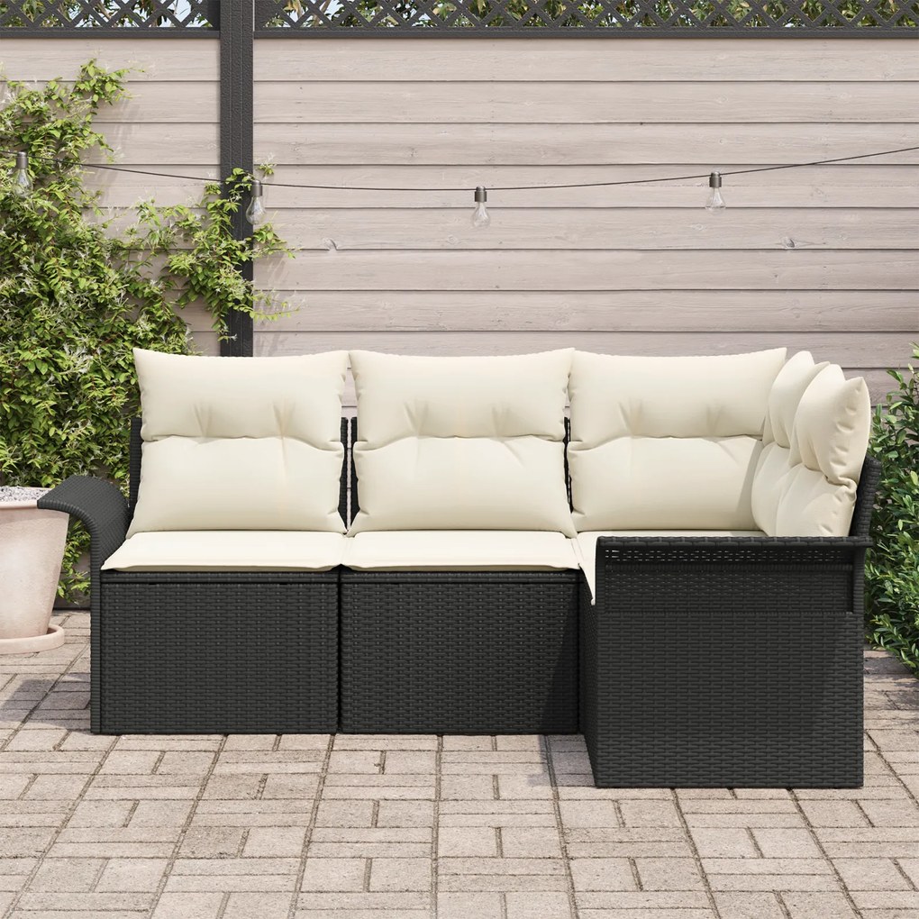 Conjunto de Sofás para Jardim vidaXL de 4 Peças com Almofadas Rattan P