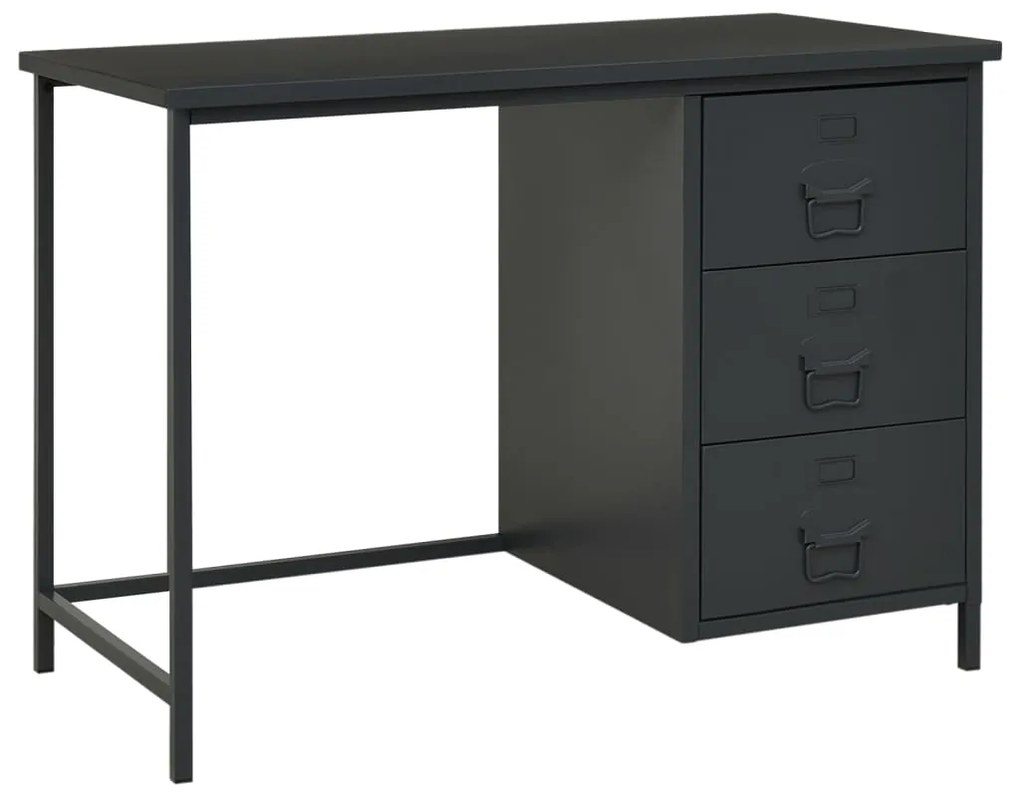 vidaXL Secretária industrial c/ gavetas 105x52x75 cm aço antracite