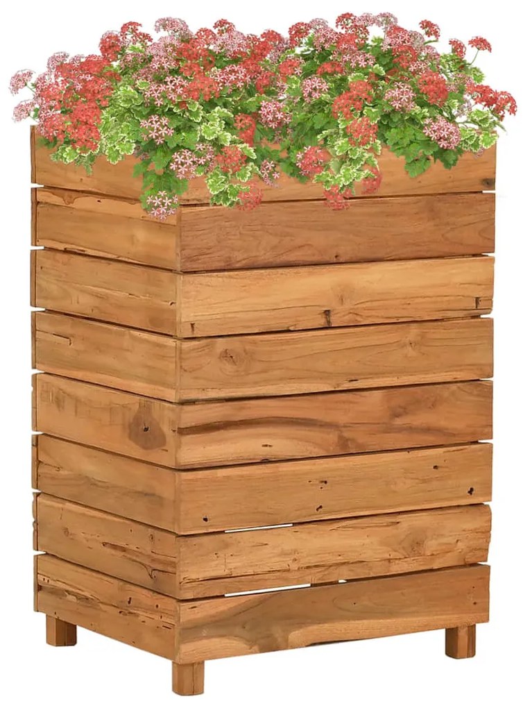 Vaso/floreira 50x40x72 cm madeira de teca reciclada e aço