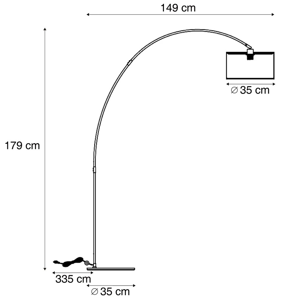 Candeeiro de Arco Moderno Latão com Abajur Bege - Vinossa Moderno