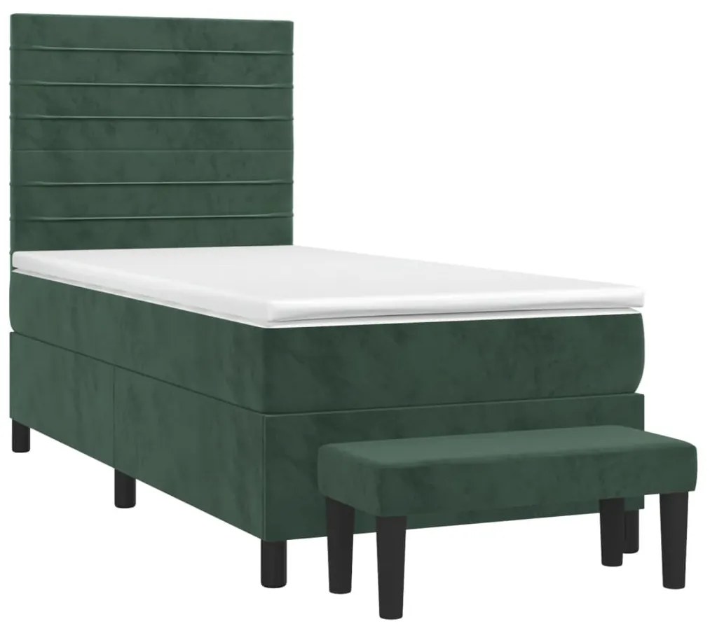 Cama com molas/colchão 80x200 cm veludo verde-escuro
