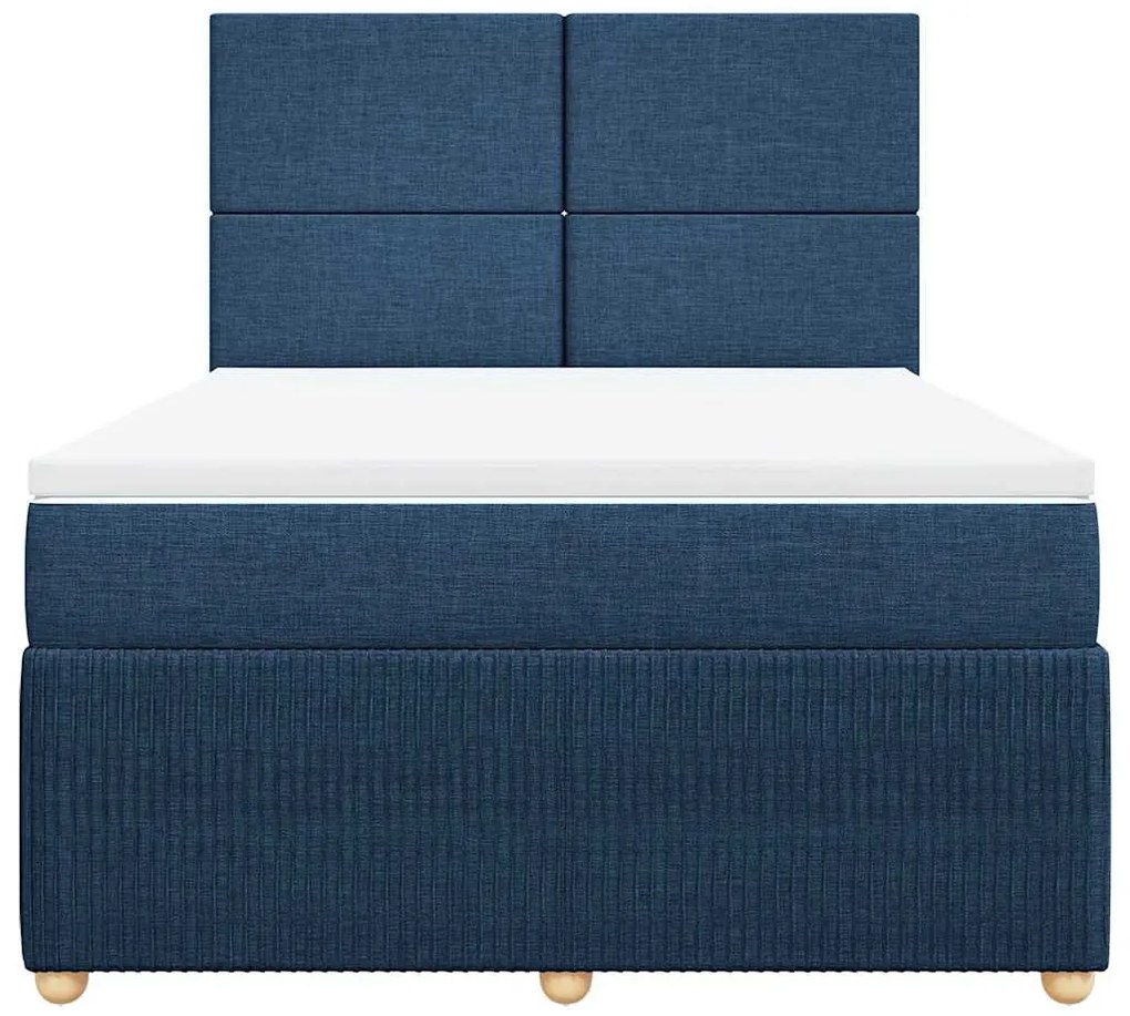 Cama com molas/colchão 140x200 cm tecido azul