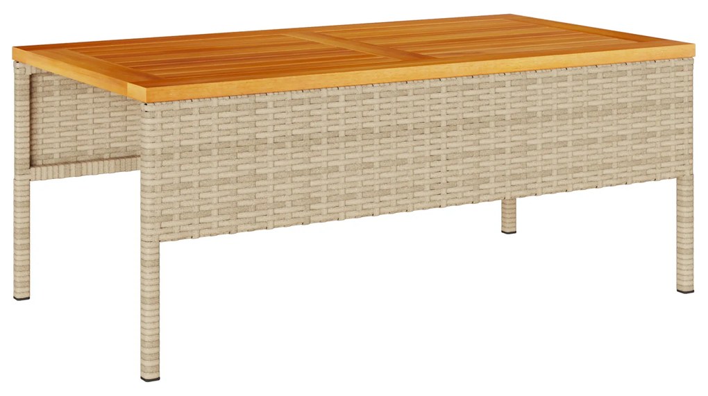 Conjunto de Sofá para Exterior Bege e Creme Rattan e Tecido Médio