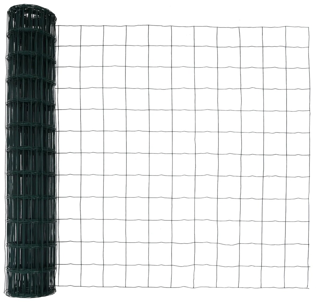 Cerca Euro com 7 Postes de Ponta 1.4x10 m Aço Galvanizado Verde