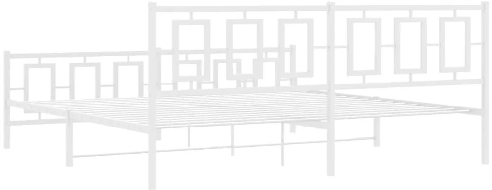 Estrutura de cama com cabeceira e pés 200x200 cm metal branco