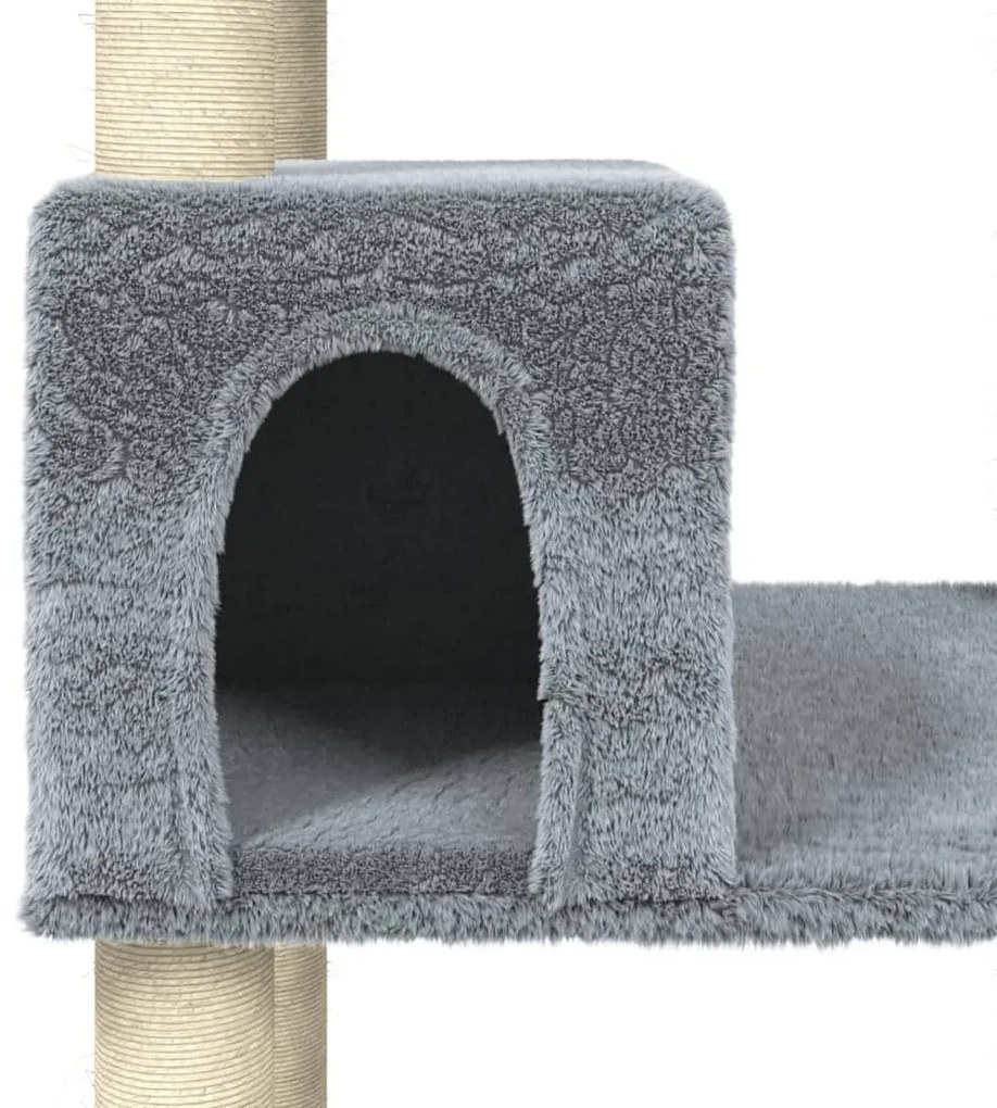 Árvore p/ gatos c/ postes arranhadores sisal 141 cm cinza-claro