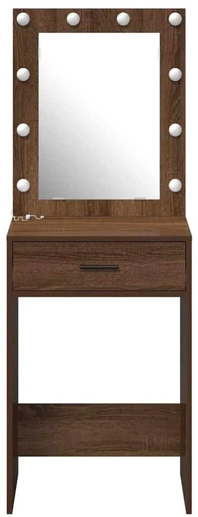 Mesa de Maquiagem vidaXL com Luzes LED Castanho Carvalho 50x41x135 cm