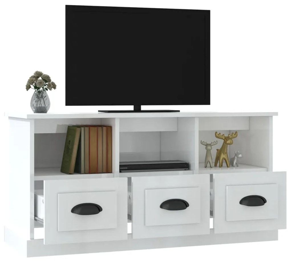 Móvel p/ TV 100x35x50 cm derivados de madeira branco brilhante