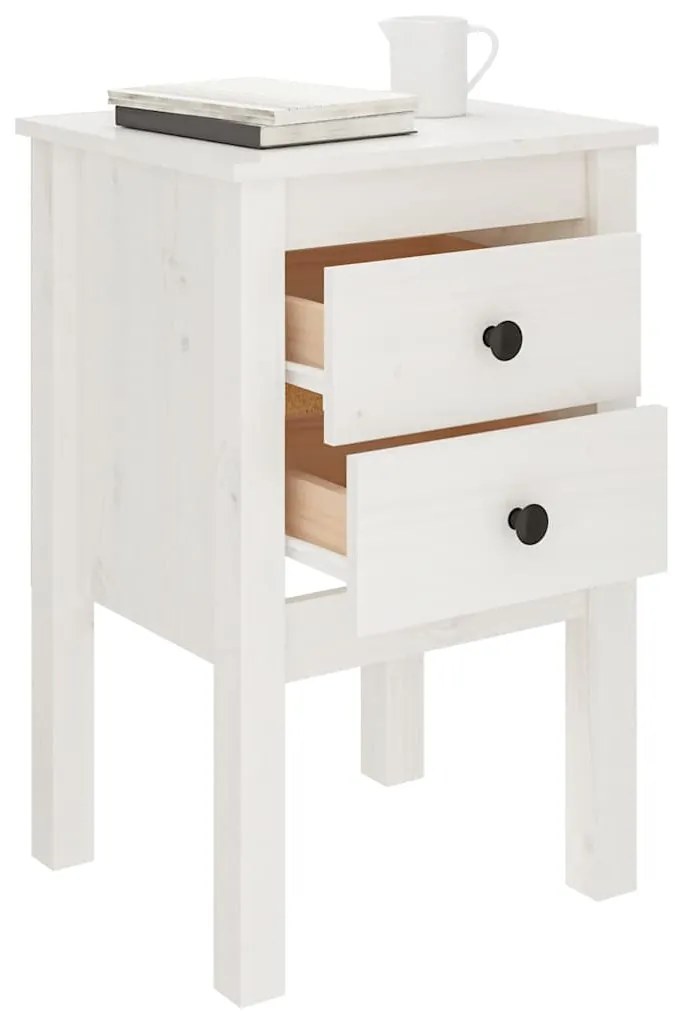 Mesa de cabeceira 40x35x61,5 cm madeira de pinho maciça branco