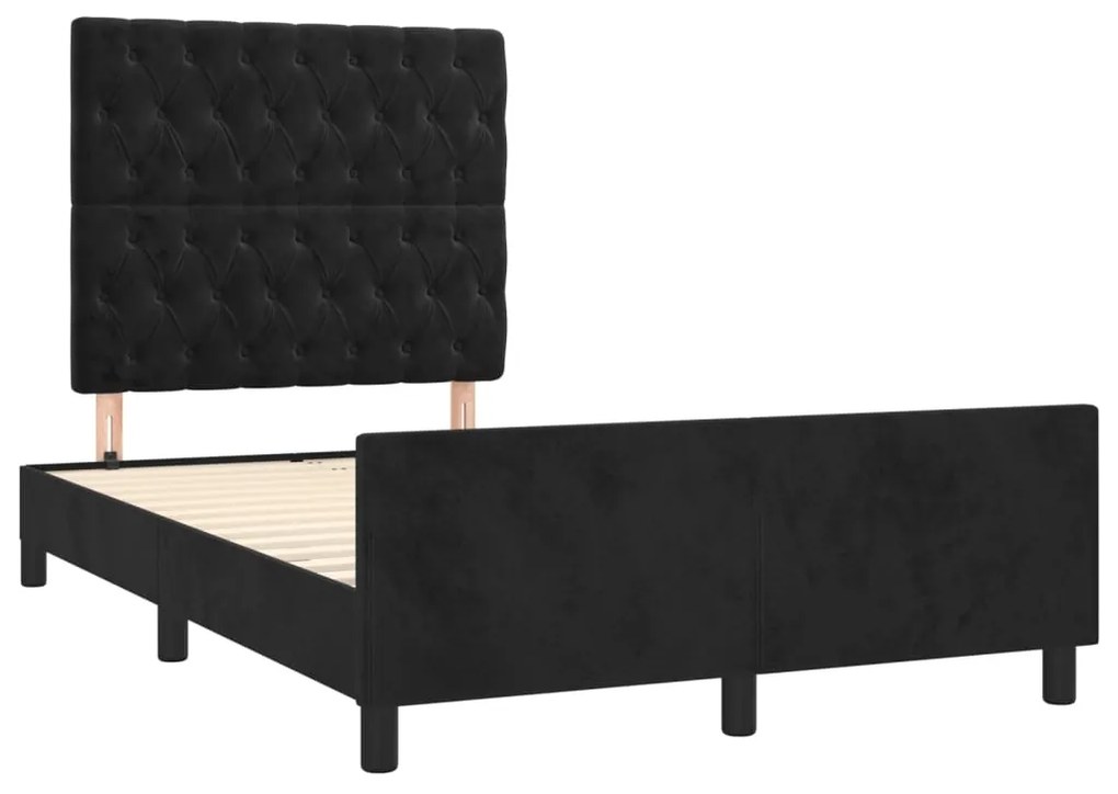 Estrutura de cama sem colchão 120x190 cm Veludo preto