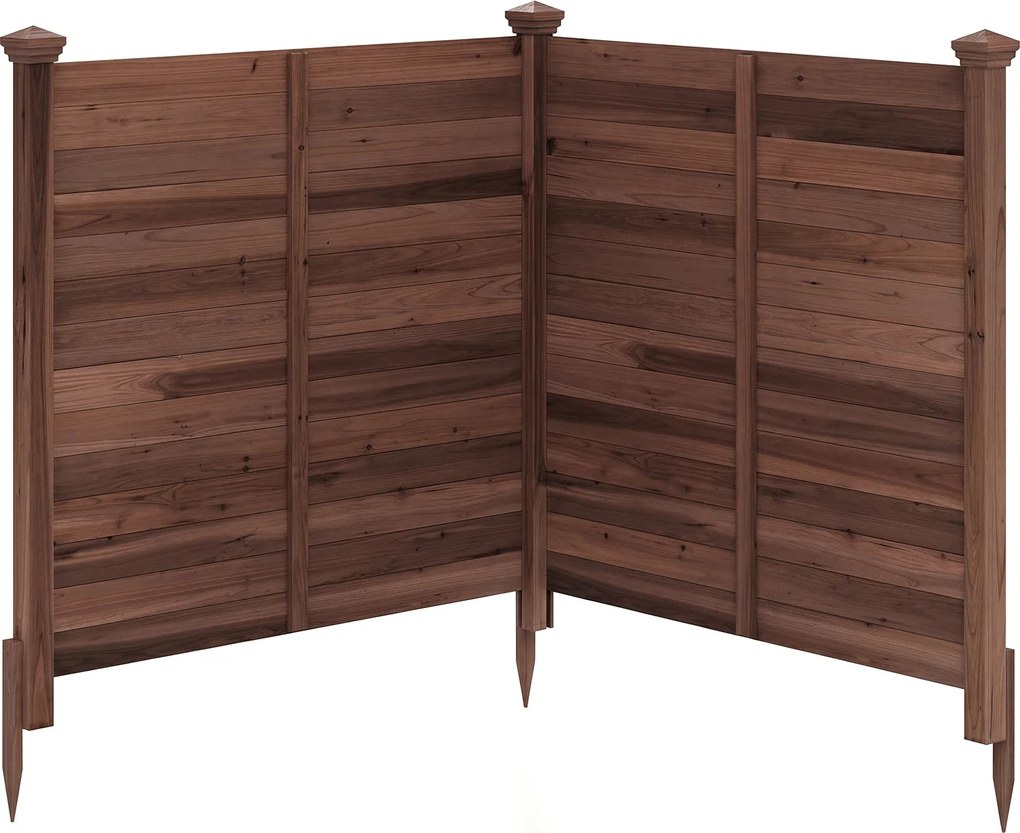 Conjunto de 2 Painéis de Privacidade para o Exterior 119 x 119 cm com Estacas Metálicas para Ar Condicionado, Caixote do Lixo de Jardim, castanho