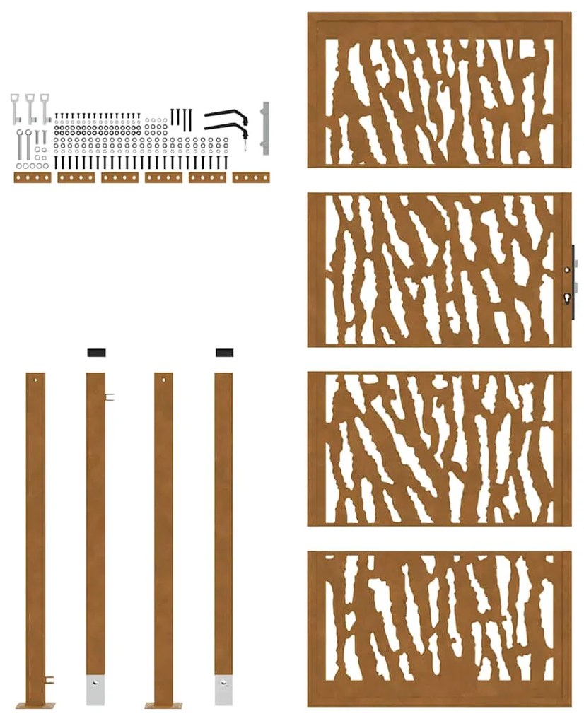 Portão de jardim 105x205 cm projeto de traço de aço resistente