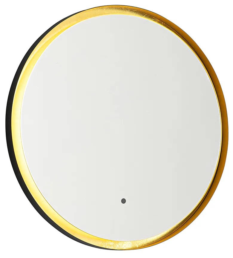 Espelho de casa de banho preto com dourado incl. LED e dimmer tátil - Pim Moderno
