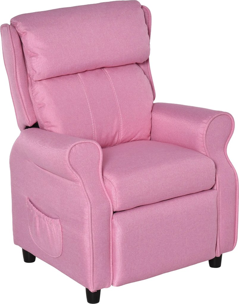 HOMCOM Sofá infantil Poltrona infantil com apoio para pés Apoio de braço Encosto ajustável Poltrona relax Sofá infantil Cadeira sofá-cama Infantil para 3-5 anos Meninos e Meninas Rosa | Aosom Portugal