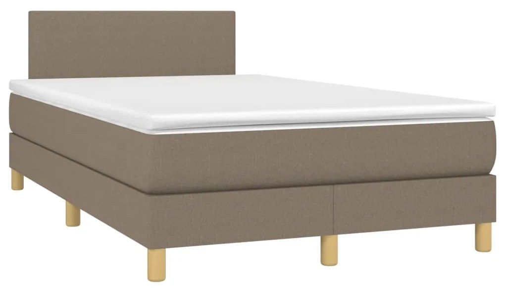 Cama box spring colchão/LED 120x200cm tecido cinza-acastanhado