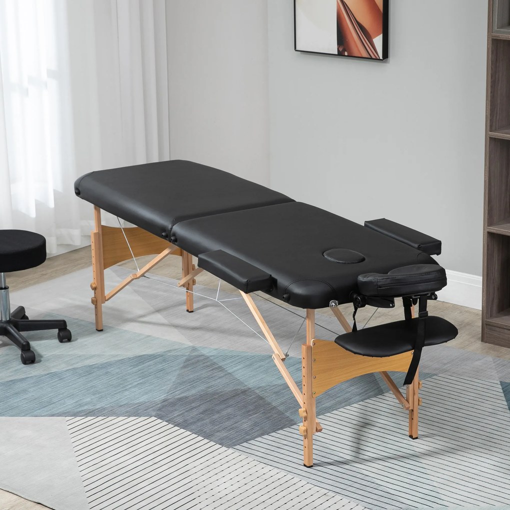 Marquesa de Massagem Dobrável Marquesa com Altura Ajustável 67-92cm Desenho Ergonómico Fácil de Transportar 210x81x67-92 cm Preto