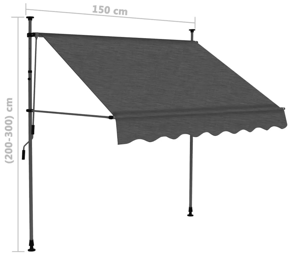 Toldo retrátil manual com LED 150 cm antracite