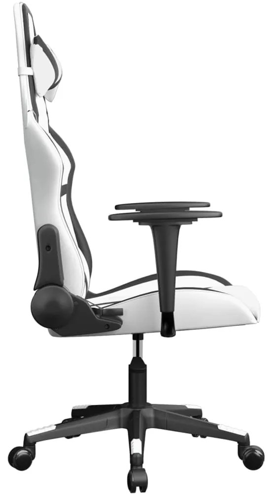 Cadeira gaming couro artificial branco e preto