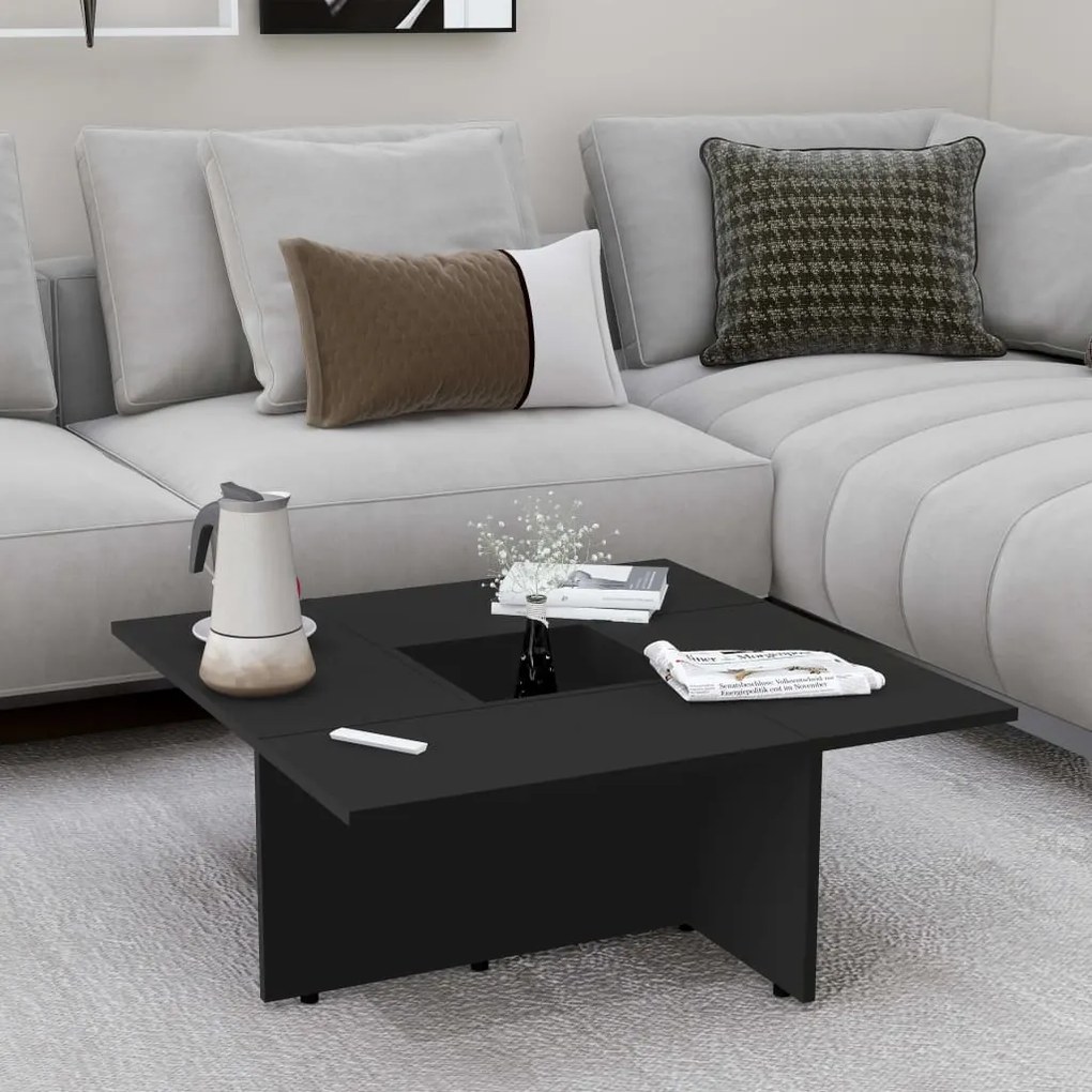 vidaXL Mesa de centro 79,5x79,5x30 cm contraplacado preto
