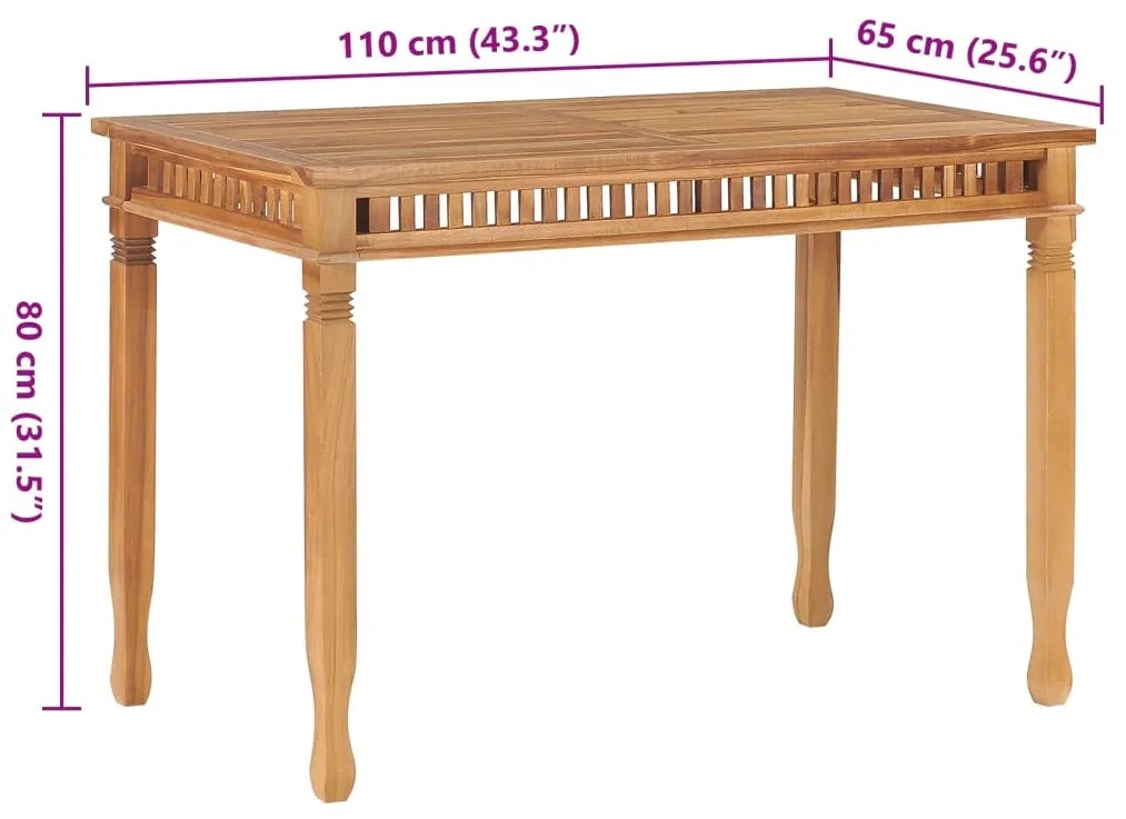 Mesa de jantar para jardim 110x65x80 cm madeira de teca maciça