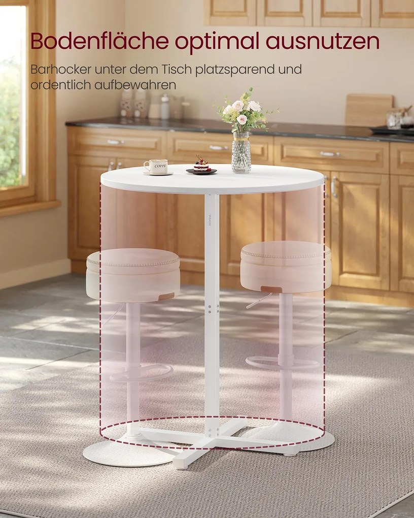 Mesa de bar redonda (SEM BANCOS) 60 x 60 x 104,5 cm branco neve