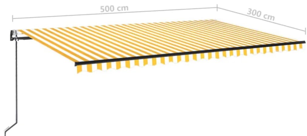 Toldo retrátil automático 500x300 cm amarelo e branco