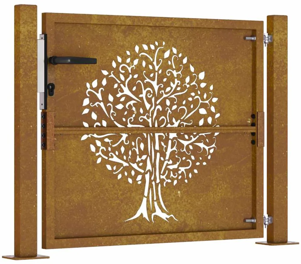 Portão de jardim 105x80 cm aço corten design árvore
