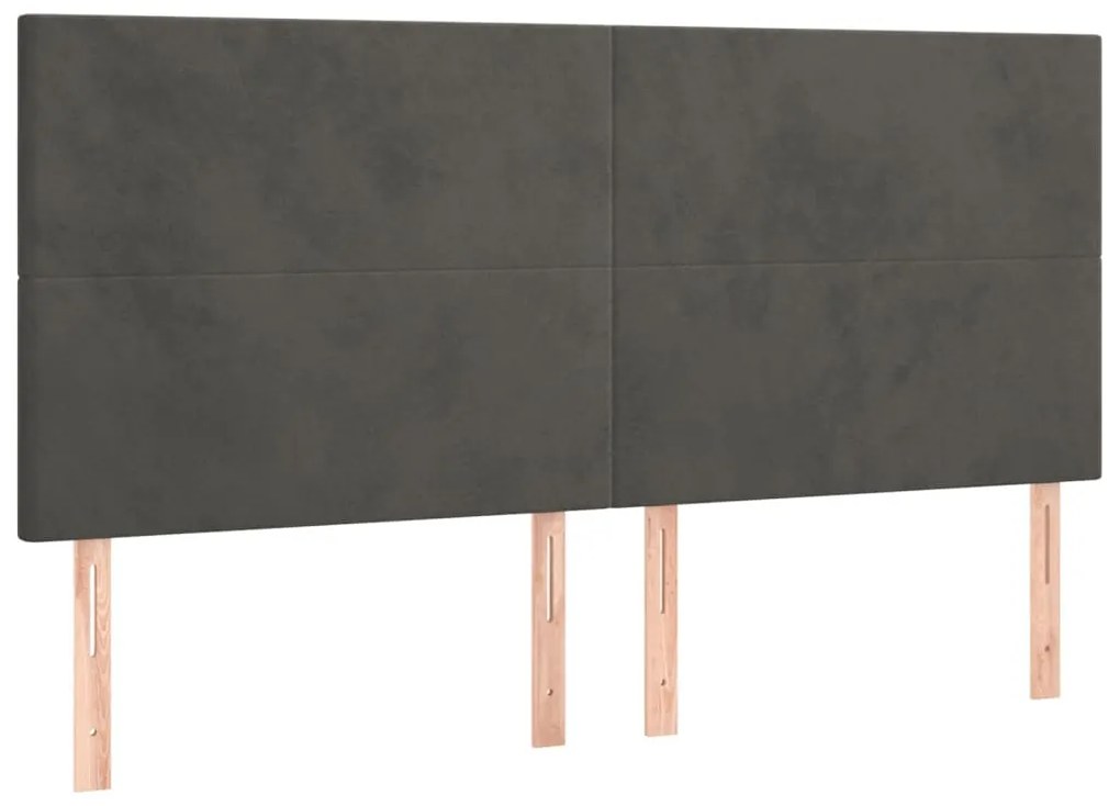 Cama box spring c/ colchão/LED 180x200cm veludo cinzento-escuro