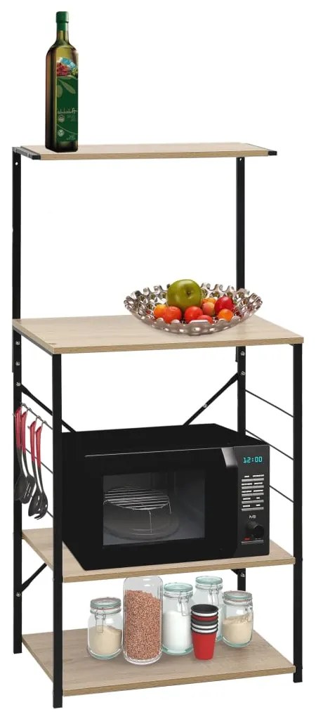 vidaXL Armário para micro-ondas derivados de madeira preto/carvalho