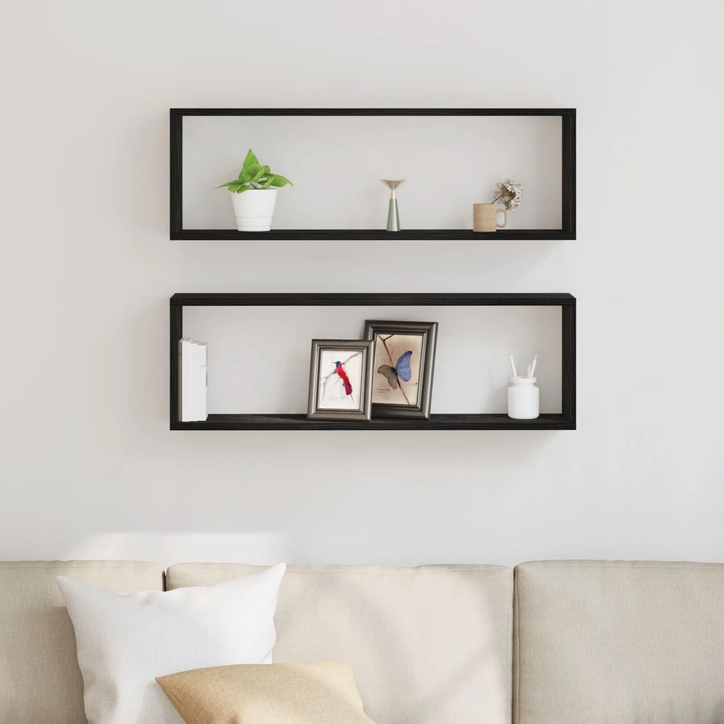 Prateleiras de Parede vidaXL - Conjunto de 2, Carvalho Preto, 80x15x26