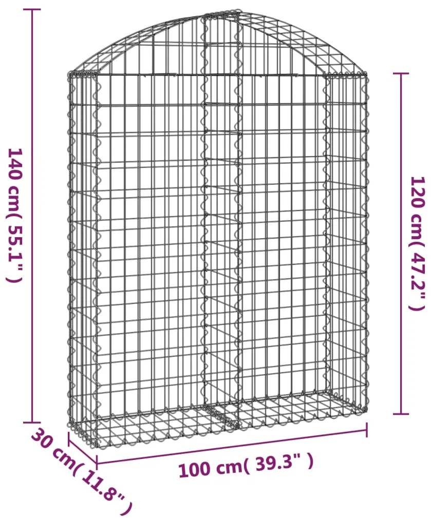 Cesto gabião arqueado 100x30x120/140 cm ferro galvanizado